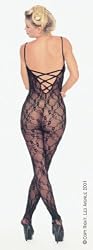 Plus Size Lace Bodystocing W/Laceup Back PLUS SI BLACK