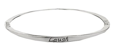 Sterling Silver “Love, Live, Dream, Wish, Laugh, Play” Engraved Bangle Bracelet