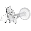 Sterling Silver 925 Trio of Stars Tragus Earring Stud