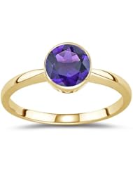 0.40 Cts of 5 mm AAA Round Amethyst Solitaire Ring in 14K Yellow Gold