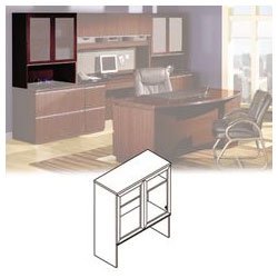 Bush Furniture Milano Golden Anigre Bookcase Hutch with Glass Doors