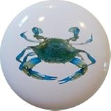 Blue Crab Ceramic Cabinet Drawer Pull Knob