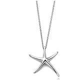 Elegant Starfish Pendant Star Water Theme Necklace High Polished 18K White Gold Electroplated Stainless Steel Necklace
