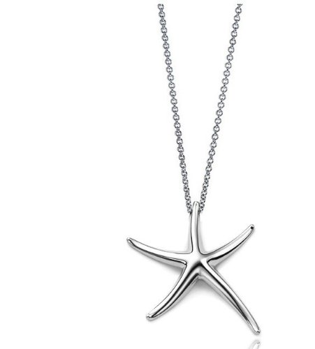 Elegant Starfish Pendant Star Water Theme Necklace High Polished 18K White Gold Electroplated Stainless Steel Necklace