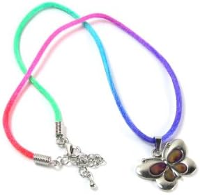 Butterfly Color Changing Mood Pendant with Tie Dye Necklace