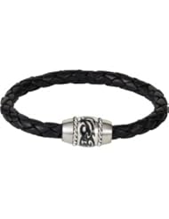 Braided Leather Bracelet with Stainless Steel Magnetic Clasp 08.50 Inch Leg064
