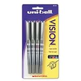 uni-ball Vision Stk Rlrball Pen, 3-Clr 4-Pk, GY Brl, MFine, .5 mm, BK/BE/rd Ink - Same Day Shipping (orders by 3 pm), Next Day Delivery (in most cases)