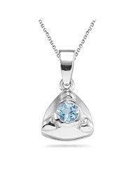 0.23 Cts Aquamarine Solitaire Pendant in Sterling Silver