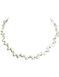 Sterling Silver Imitation Button Pearl Necklace 16"