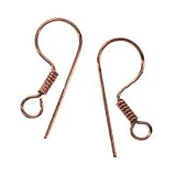 Real Copper French Wire Earring Hooks With Coil (10 PAIRS)