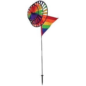 In The Breeze Rainbow Wind Sail Triple Wheel Garden Spinner