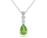 1.00 Carat Peridot and Diamond Antique Pendant in 14K White Gold