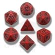 Q-Workshop Polyhedral 7-Die Set: Carved Elven Elvish Dice Set (Red and Black)