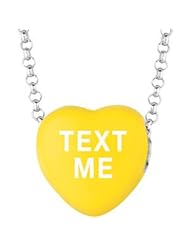 Sweethearts Enamel "Text Me" Heart on 16" Necklace Pendant with Gift Box