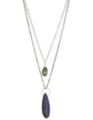 Melissa Joy Manning "Metallic Denim" Mixed Metal Double with Pyrite and Lapis Chain Necklace