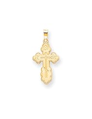 14K Yellow Gold Eastern Orthodox Cross Pendant