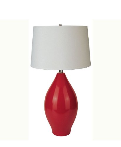 Table Lamp with Ceramic Gourd Body Design in Red Finish