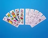 BOOKMARKS, SET OF 10 BOOKMARKS IN 5 DESIGNS PRINTED ON WHITE CARD FOR COLOURING, SIZE APPROX. 200MM X 50MM C17