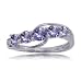 Tanzanite and Diamond Curved Ring in Solid White Gold