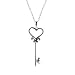 Sterling Silver Rhodium Plated Heart Shaped Key Pendant Necklace, 18