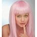 Pale pink shoulder length wig with fringe