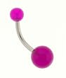 Purple UV Belly Ring - 14 Gauge - 5mm & 8mm Balls - Sold Individually