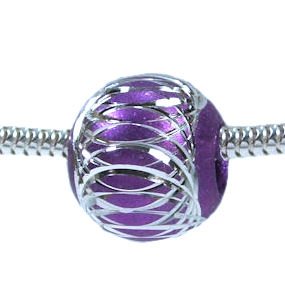 PURPLE Amethyst Ball Charm Bead for Troll Biagi Pandora