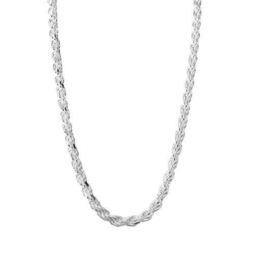 Men's Sterling Silver Rope Chain Necklace - Italian Made - 3.4mm - 20 inch