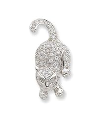 Sterling Silver CZ Cat Pin
