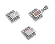 Sterling Silver Marcasite Pendant and Earrings Set - Pink Mother of Pearl