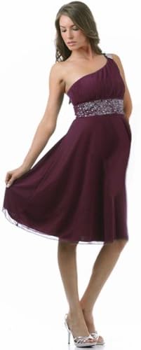 Trendy Tummy Maternity Beautiful Kendra One Shoulder Embellished Maternity Dress (Medium, Plum)