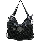 Galian Designer Woven Rhinestone Handbag Black