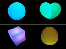 A Set of 4 LED Colour Changing Mood Lights Egg Heart Ball Cube Night Lamp