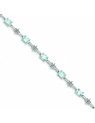 Genuine .925 Sterling Silver Aquamarine And Diamond Bracelet 5.8 Grams . 100% Satisfaction Guaranteed.