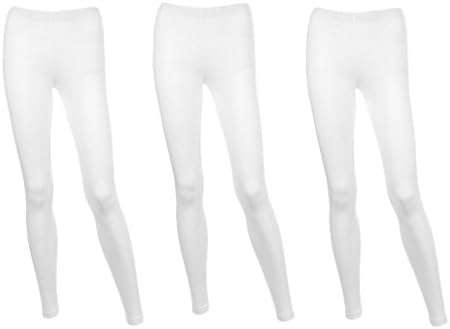 F.G.R Apparel Seamless Cotton Spandex Full Length leggings multiple pack 3 Pack-White-Large