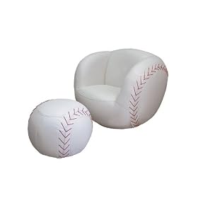 2 pcs Swivel Chair and Ottoman Set with Baseball Design by visiondecor Furniture