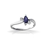 14K White Gold Genuine Marquise Sapphire Ring