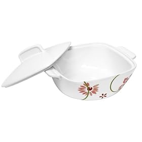 Corelle Coordinates 3 1 2 quart Square Round Casserole with Ceramic Cover, Pretty Pink. by Corelle