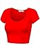Simlu Womens Basic Short Cap Sleeve Round Crew Neck Short Crop Top Shirt