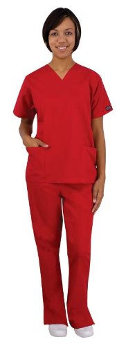 Medical Scrubs - Cherokee Uniforms Authentic Workwear Womens Two Pocket Top and Flare Leg Pant Scrub Set (XXS-3X, Assorted Colors)