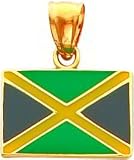 14K Gold Enameled Jamaica Flag Pendant