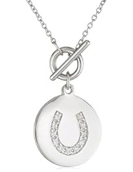 Platinum Plated Sterling Silver Cubic Zirconia Toggle Necklace