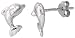 Sterling Silver Jeweled Dolphin Post Earrings, w/ Cubic Zirconia stones, 3/8" (9mm)