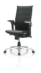 HAG H09 Excellence, Leather, Mid Back Chair w/ Arms (Black Fabric)