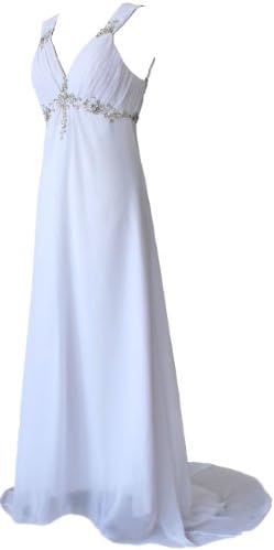 FairOnly Women's Straps Crystal Chiffon Bridal Dress