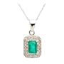0.66cttw Natural White Round Diamond (SI-Clarity,G-H-Color) & Emerald Pendant in 14k White Gold.Included with 18 inch 14k White Gold Chain.