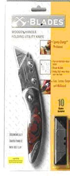 X Blades Premium Lockback Wooden Handle Utility Knife