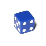16mm d6 Blue Opaque Square Edge Dice with "Blank 1 Pip"