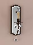 Murray Feiss WB1332ATS Salon Maison Collection 1-Light Wall Sconce, Aged Tortoise Shell Finish with Crystal Accents and Mirror Backplate