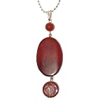 Carnelian Necklace 04 Oval Circle Orb Orange Sard Stone Silver Crystal 24